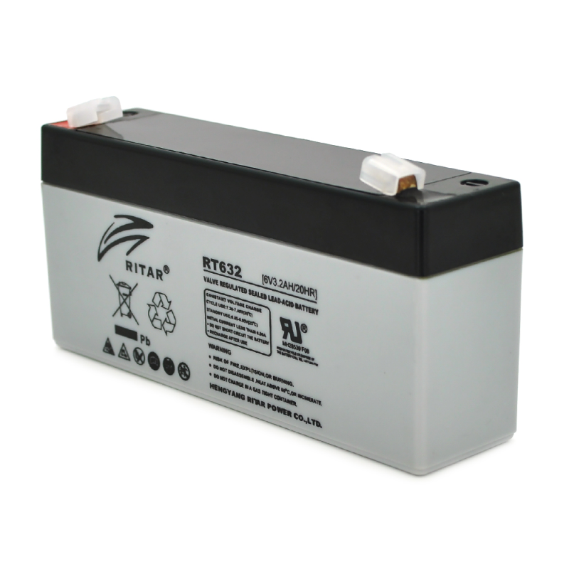 Акумуляторна батарея AGM RITAR RT632, Gray/Black Case, 6V 3.2Ah Q10