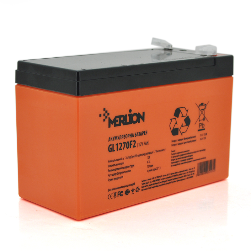 Акумуляторна батарея MERLION GL1270F2 12 V 7Ah Orange Q10/480
