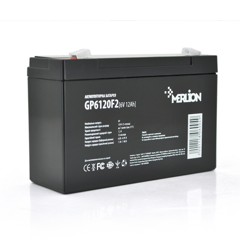 Акумуляторна батарея MERLION AGM GP6120F2 6 V 12Ah Q10