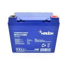 Акумуляторна батарея MERLION FOR TESLA AGM MLTS12330M6 12 V 33 Ah (195 x 130 x 155 (165)), 11.8 kg Blue Q1