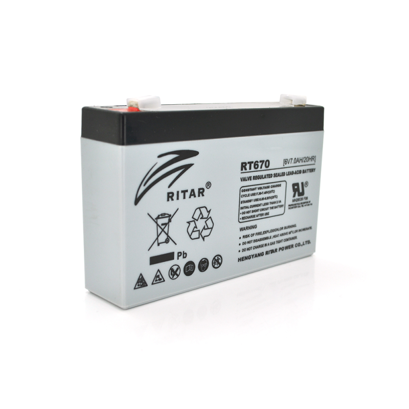 Акумуляторна батарея AGM RITAR RT670, Black Case, 6V 7.0Ah Q20