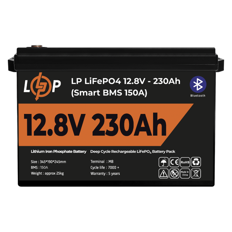 Акумулятор LP LiFePO4 12V (12,8V) - 230 Ah (2944Wh) (Smart BMS 150А) з BT пластик