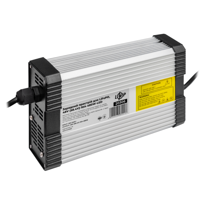 Зарядний пристрій для акумуляторів LiFePO4 48V (58.4V)-10A-480W-LED