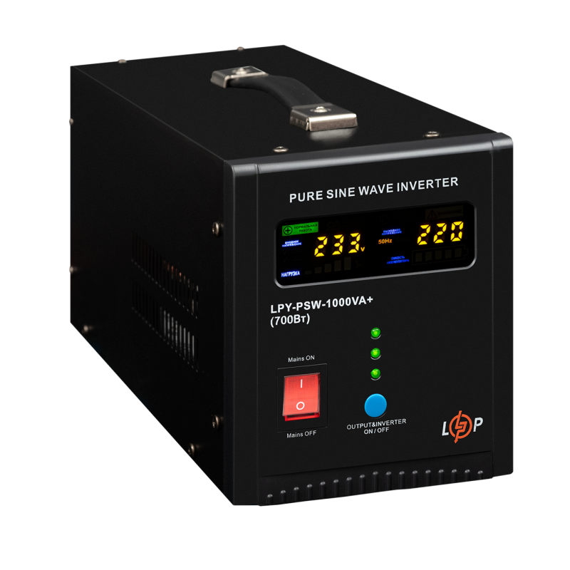 ДБЖ LogicPower LPY-PSW-1000VA+ (700Вт) 10A/20A з правильною синусоїдою 12V