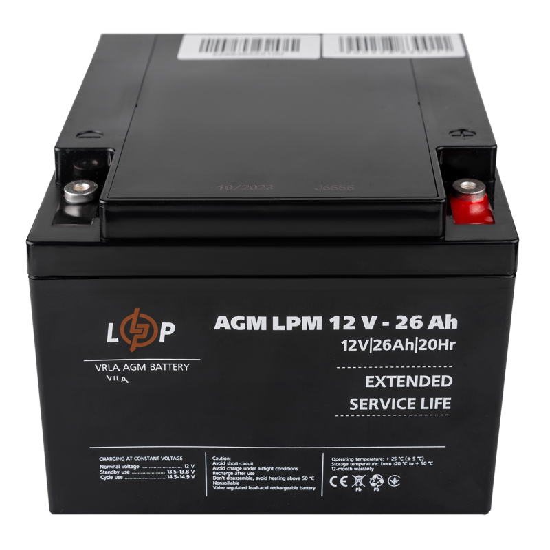 Акумулятор AGM LPM 12V - 26 Ah під болт М5