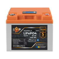 Акумулятор LP LiFePO4 12,8V - 50 Ah (640Wh) (BMS 40A/40А) пластик LCD Smart BT