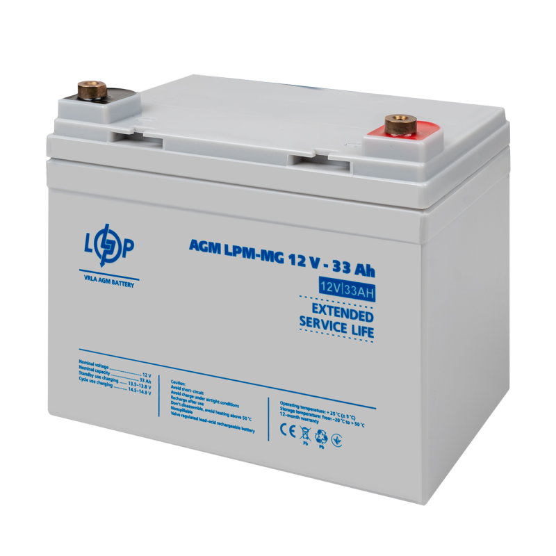 Акумулятор мультигелевий LPM-MG 12V - 33 Ah + справа
