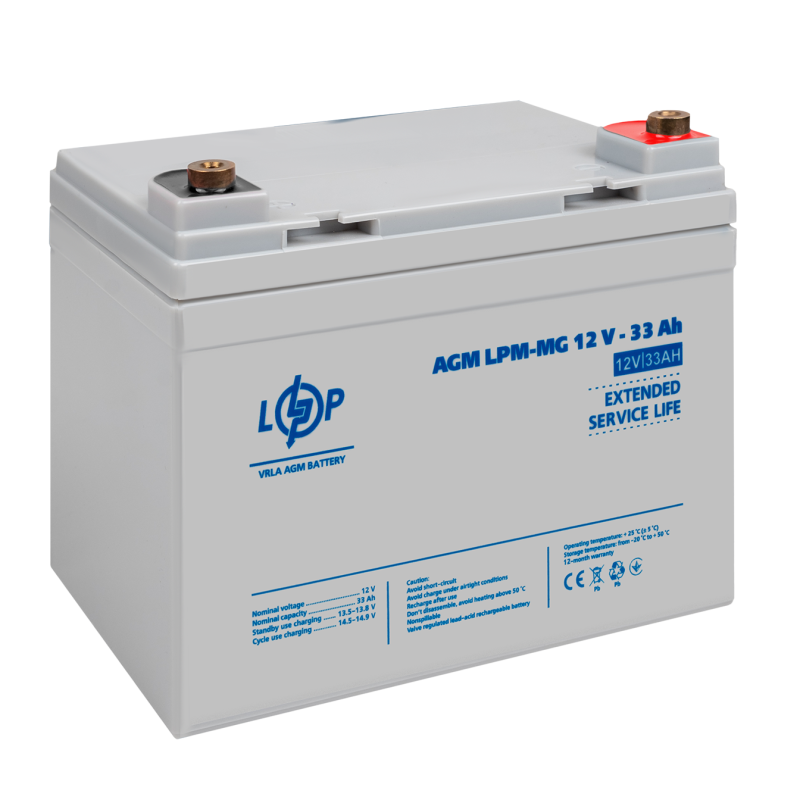 Акумулятор мультигелевий LPM-MG 12V - 33 Ah + справа