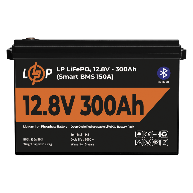 Акумулятор LP LiFePO4 12,8V - 300 Ah (3840Wh) (Smart BMS 200А) з BT пластик