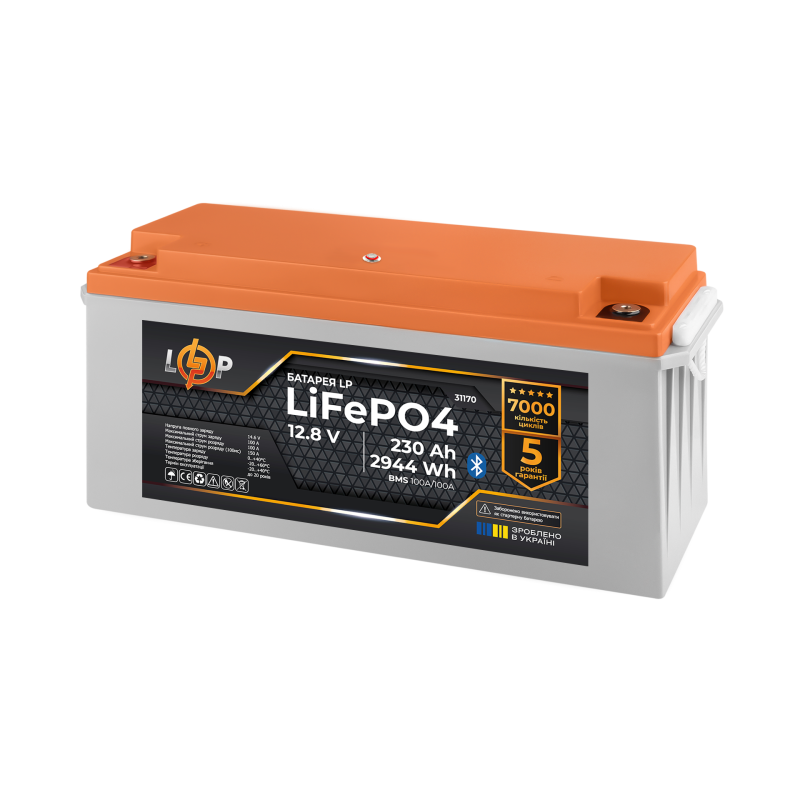 Акумулятор LP LiFePO4 12,8V - 230 Ah (2944Wh) (BMS 100A/100А) пластик Smart BT