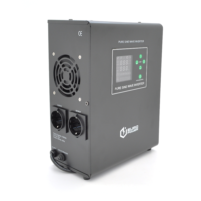 ДБЖ з правильною синусоїдою Europower EPWM-MPS-1500/24 (1050 Вт) 5/10/15/20А, під зовнішню АКБ 24В (AGM/GEL/LFP), кріплення на стіну, Q1 (380*350*225)