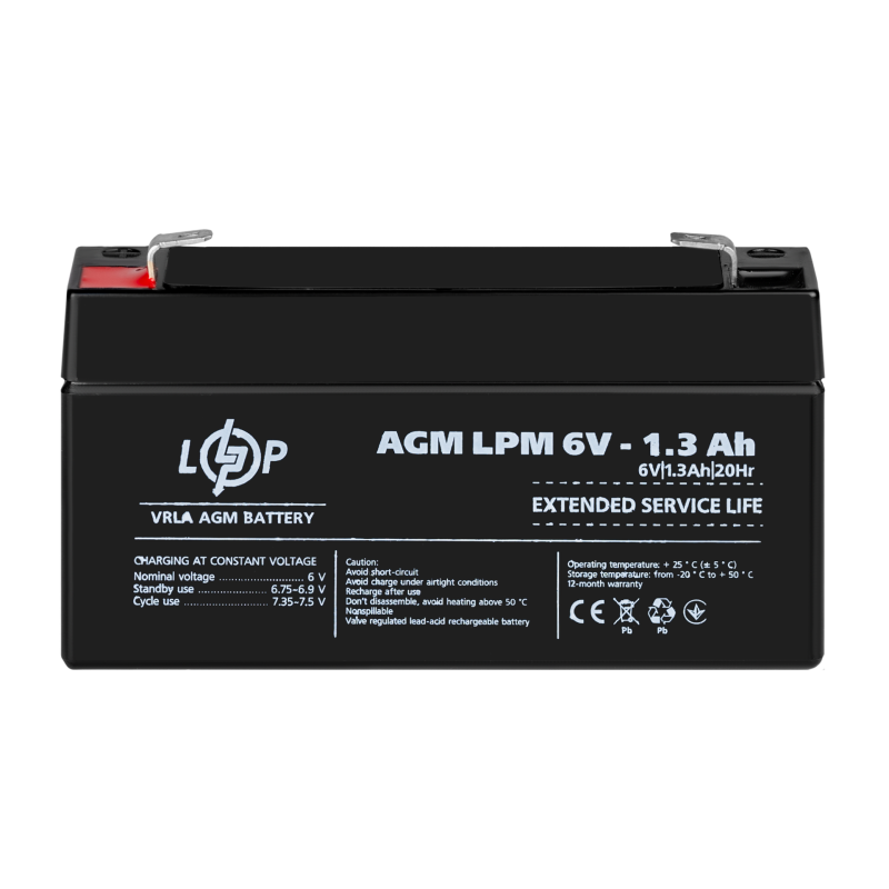 Акумулятор AGM LPM 6V - 1.3 Ah