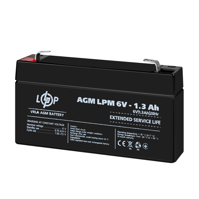 Акумулятор AGM LPM 6V - 1.3 Ah