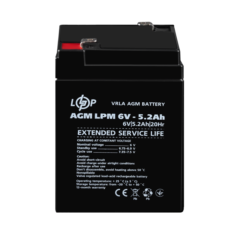Акумулятор AGM LPM 6V - 5.2 Ah