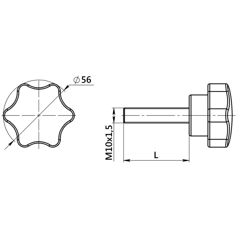 Ручка-зірочка для котла M10х40 або M10х60 з ботлом