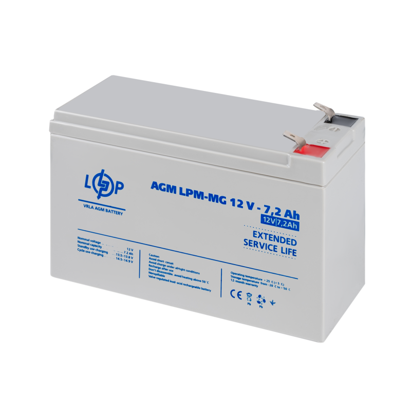 Акумулятор мультигелевий LPM-MG 12V - 7.2 Ah