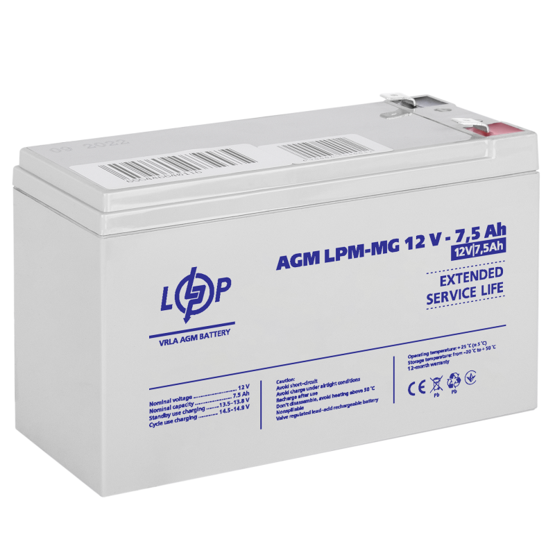 Акумулятор мультигелевий LPM-MG 12V - 7.5 Ah