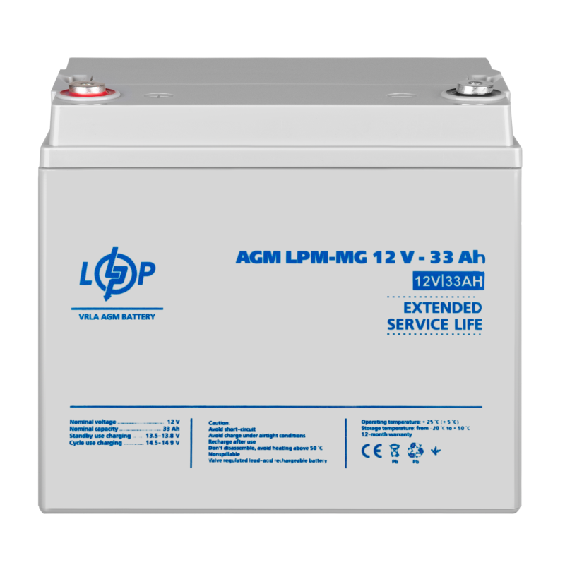 Акумулятор мультигелевий LPM-MG 12V - 33 Ah