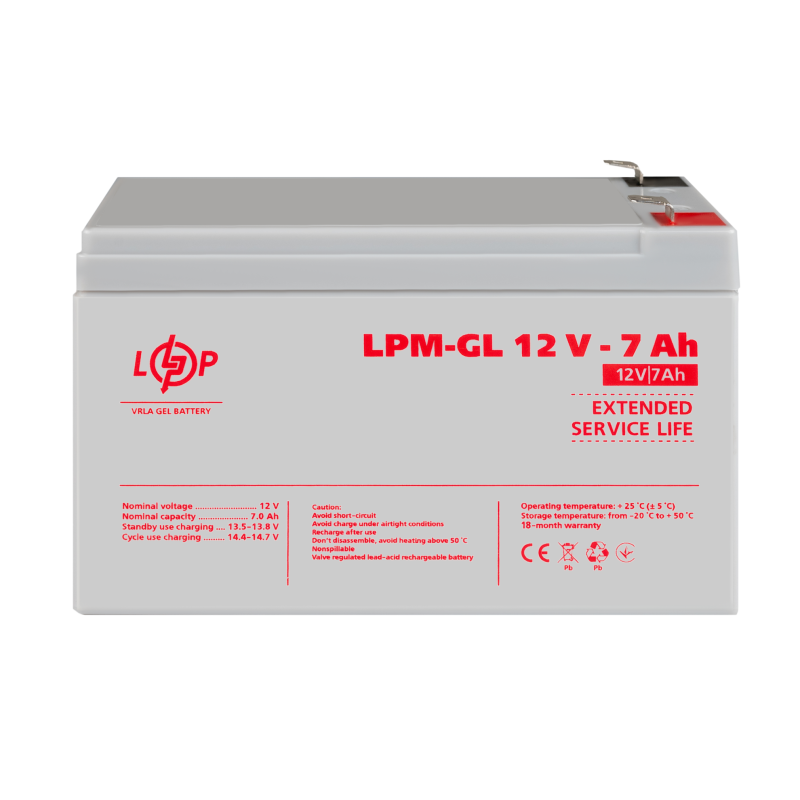 Акумулятор гелевий LPM-GL 12V - 7 Ah