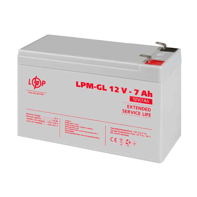 Акумулятор гелевий LPM-GL 12V - 7 Ah