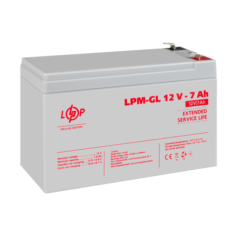 Акумулятор гелевий LPM-GL 12V - 7 Ah