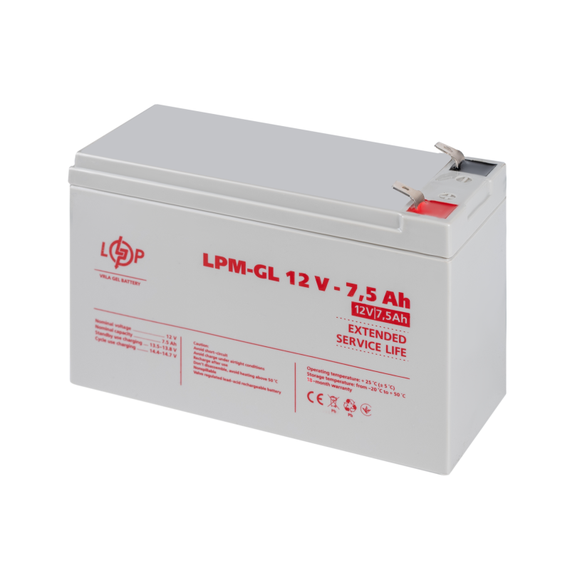 Акумулятор гелевий LPM-GL 12V - 7.5 Ah