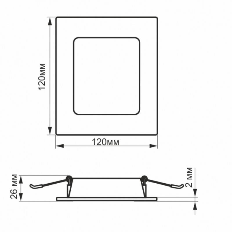 LED світильник Back вбудований квадрат VIDEX 6W 5000K