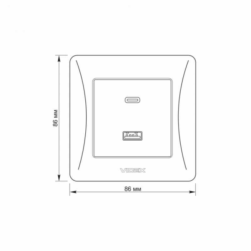 Розетка USB-A + USB-C PD20W чорний графіт VIDEX BINERA