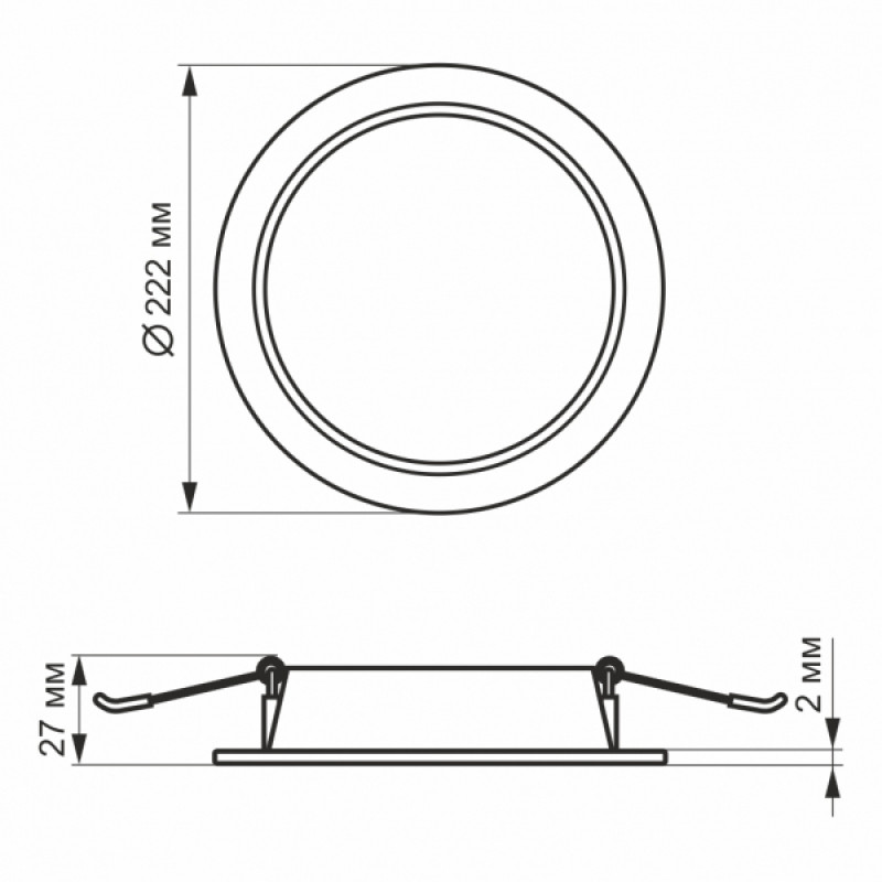 LED світильник Back вбудований круглий VIDEX 20W 5000K