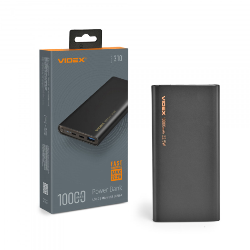Павербанк 10000mAh VIDEX VPB-310 22.5W Black