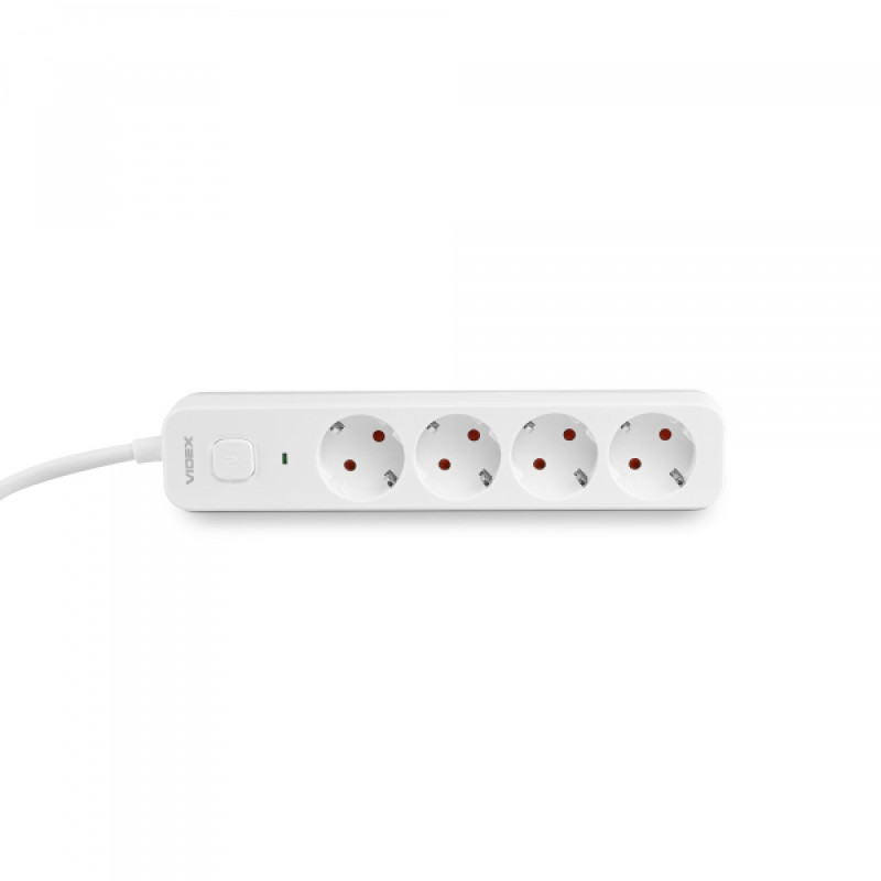 Мережевий подовжувач VIDEX ONCORD з/з 4п 3м (3x1.5мм) з кнопкою White