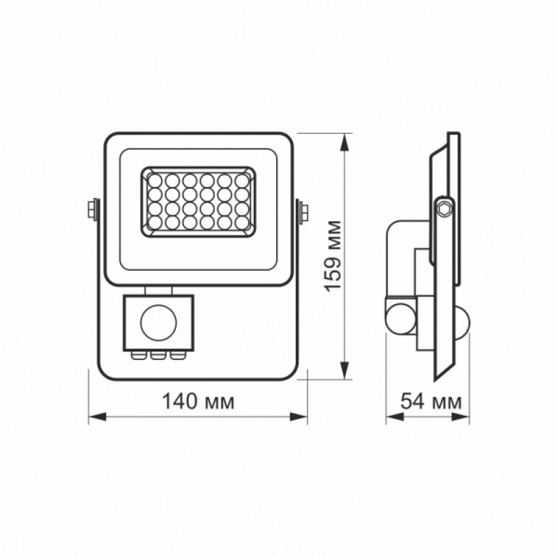 LED прожектор VIDEX F2e 10W 5000K з датчиком руху та освітленості