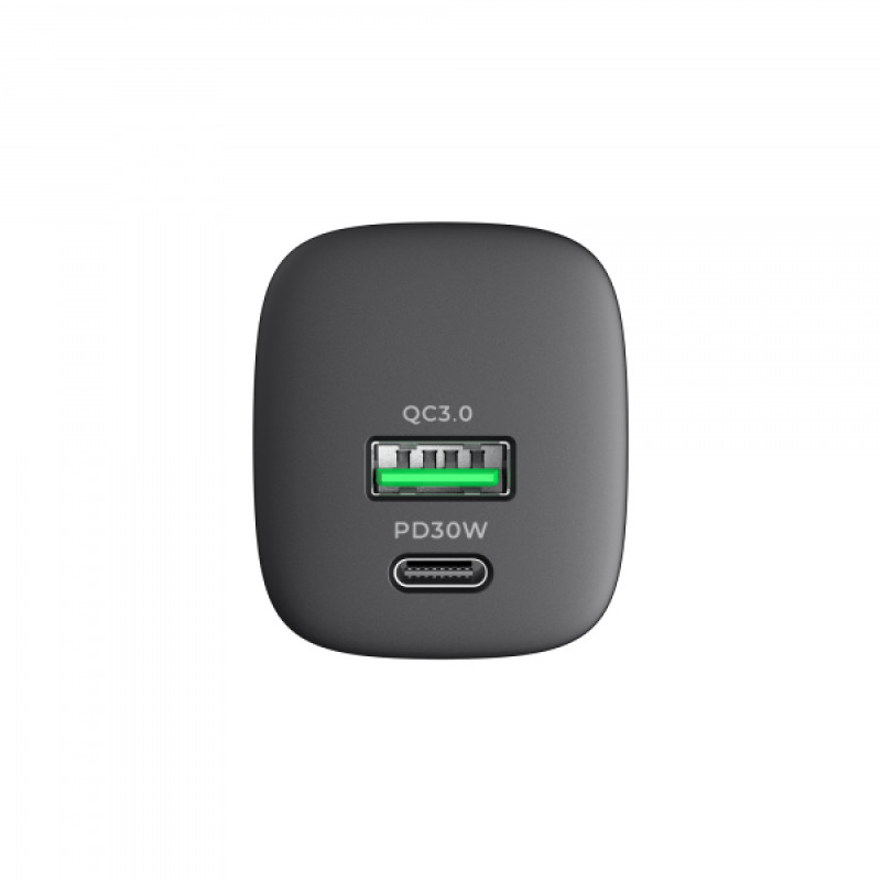 Зарядний пристрій HAVIT HV-UC30 GaN 30W USB+USB-C Black