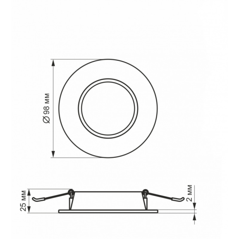 LED світильник Back вбудований круглий VIDEX 4W 5000K
