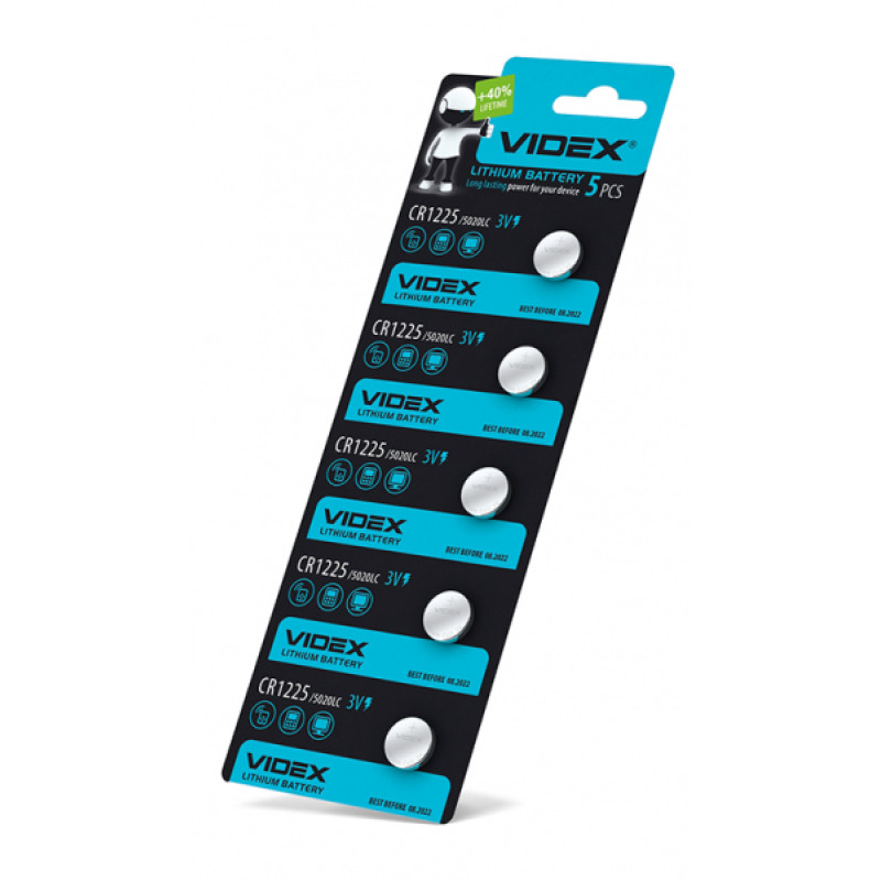 Батарейка літієва Videx CR1225 5шт BLISTER CARD