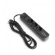 Мережевий подовжувач VIDEX ONCORD з/з 3п 3м (3x1.5мм) 2.4А 2USB+USB-C з кнопкою Black