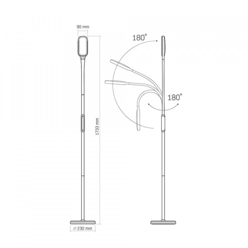 LED торшер чорний VIDEX TF07B 14W 3000-5500K