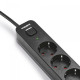 Мережевий подовжувач VIDEX ONCORD з/з 3п 3м (3x1.5мм) з кнопкою Black