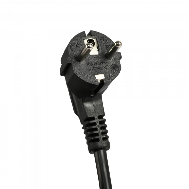 Мережевий подовжувач VIDEX ONCORD з/з 3п 3м (3x1.5мм) 2.4А 2USB+USB-C з кнопкою Black