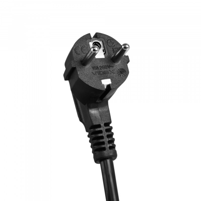 Мережевий подовжувач VIDEX ONCORD з/з 5п 3м (3x1.5мм) з кнопкою Black