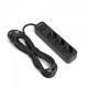 Мережевий подовжувач VIDEX ONCORD з/з 3п 3м (3x1.5мм) з кнопкою Black