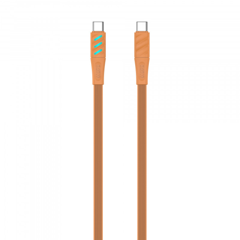 Кабель USB-C to USB-C HAVIT HV-CB6254 PD60W 3A 1м з LED індикатором Orange