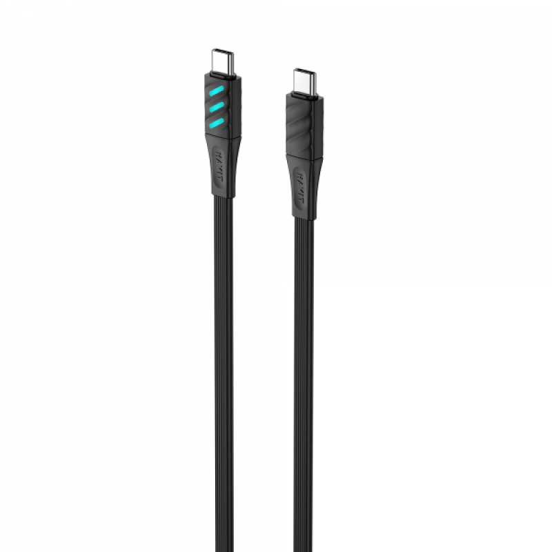 Кабель USB-C to USB-C HAVIT HV-CB6254 PD60W 3A 1м з LED індикатором Black