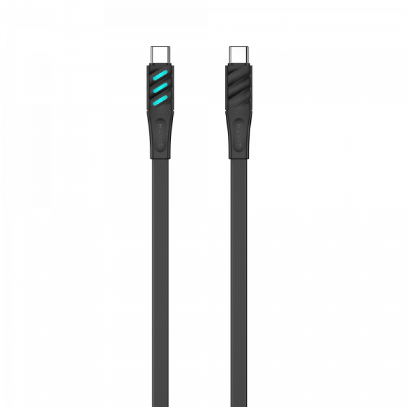 Кабель USB-C to USB-C HAVIT HV-CB6254 PD60W 3A 1м з LED індикатором Black