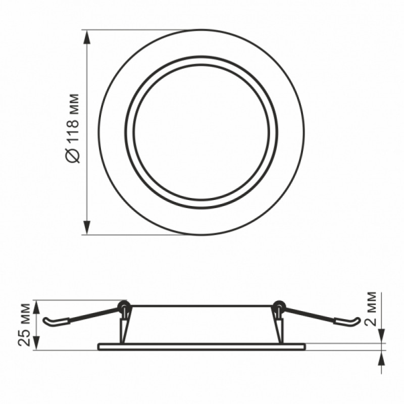 LED світильник Back вбудований круглий VIDEX 6W 5000K