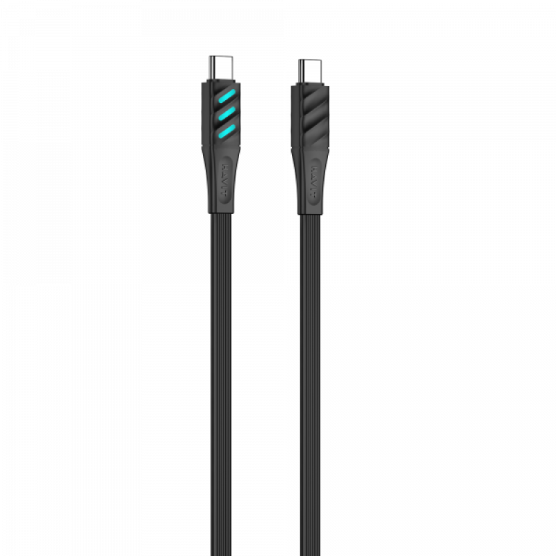 Кабель USB-C to USB-C HAVIT HV-CB6254 PD60W 3A 1м з LED індикатором Black