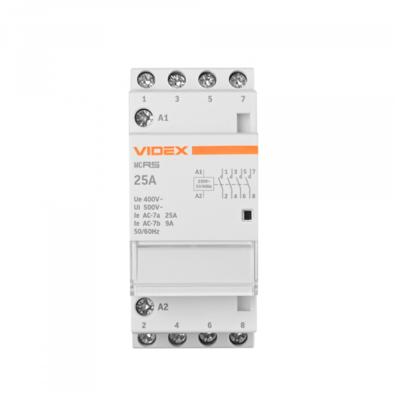 Модульний контактор 4п 25А 4НВ VF-RS-MC4O-25 VIDEX RESIST