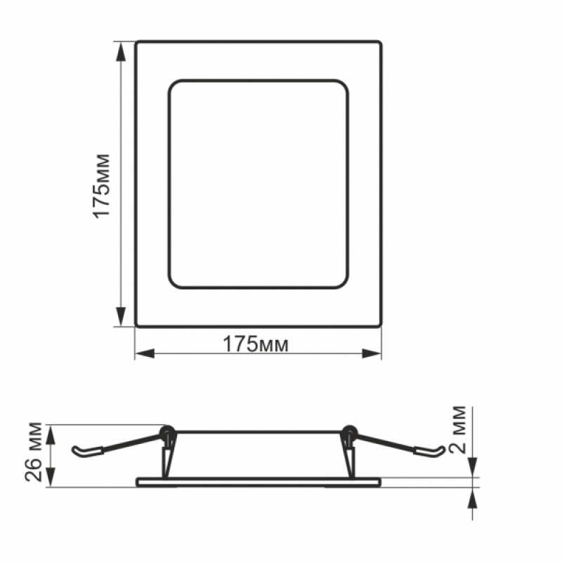 LED світильник Back вбудований квадрат VIDEX 16W 5000K
