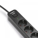 Мережевий подовжувач VIDEX ONCORD з/з 4п 3м (3x1.5мм) з кнопкою Black