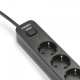 Мережевий подовжувач VIDEX ONCORD з/з 5п 3м (3x1.5мм) з кнопкою Black